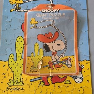 Rare 1960s MB Peanuts Gang Cowboy Theme Puzzle 1958/1965 Copyright Complete